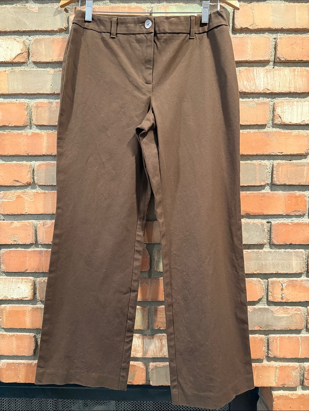 Classic Brown Straight-Leg Pants Womens